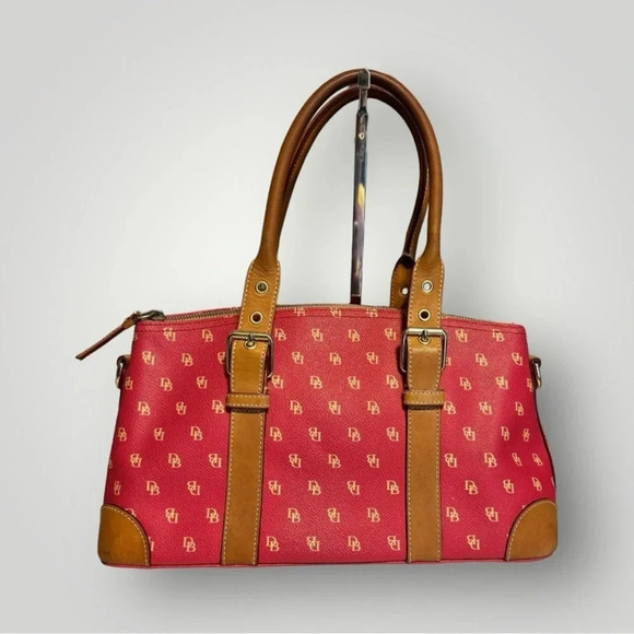 Dooney & Bourke Vintage Dome Berry Pebble Leather Satchel Bag Zip 12.5” x 7” - Picture 5 of 13